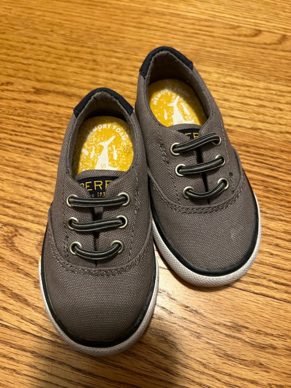 Sperry Kids Gray Canvas Slip-On Sneakers with Elastic Laces